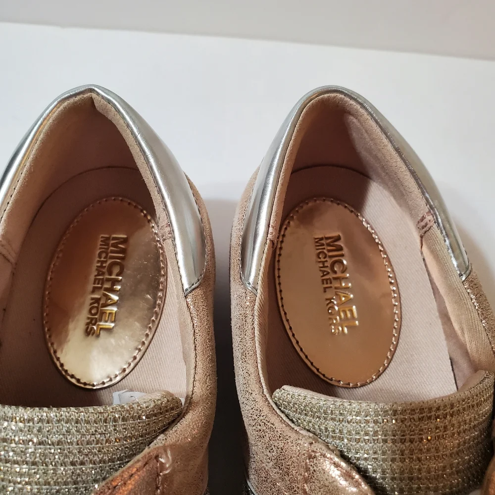 Michael Kors Keaton Stripe Metallic Mixed Leather Sneakers